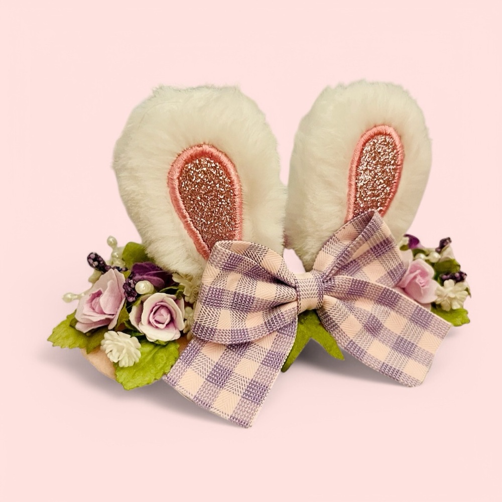 Whimsical Lilac Bitty Baby Bunny Ears Infant Girls Easter Headband / Hair Clip